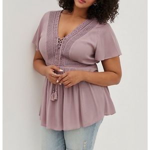 Torrid Top, 2X, Crinkle Gauze, Lavender, NWT